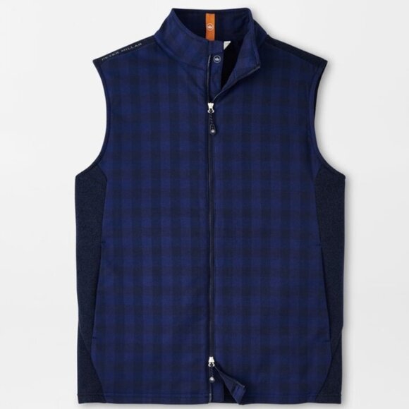 NWT!! Peter Millar Vest Mens Navy Fuse Elite Flannel Hybrid Perform - XL - Picture 4 of 14
